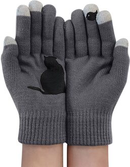 Dames Wollen Handschoenen Herfst En Winter Outdoor Warme Hond Botten Afdrukken Handschoenen Winter Vrouwen Handschoenen Kasjmier Vrouwelijke Parel Warm donker grijs