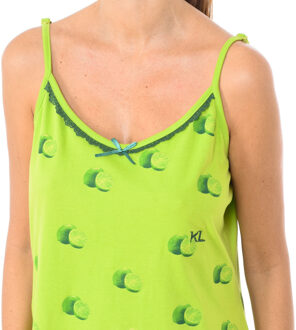 Dames zomer nachtjapon met dunne bandjes KL45300 Groen