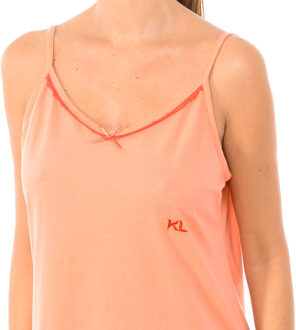 Dames zomer nachtjapon met dunne bandjes KL45300 Oranje