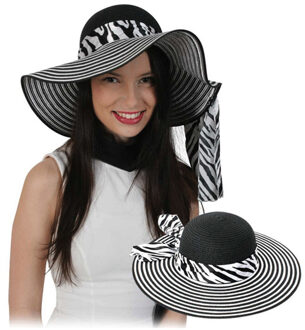 Dames Zonnehoed Met Zebra Band - Verkleedhoofddeksels Zwart
