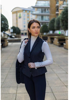 Dames zwart visgraat tweed gilet wolmix vest