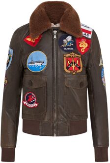 Dames zwarte A2 Top Gun leren bomberjack - Kimberley - maat EU 44 / UK 16 Bruin