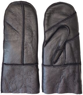 Dames Zwarte Echte Echte Schapenvacht Leren Wanten Warme Handschoenen - M