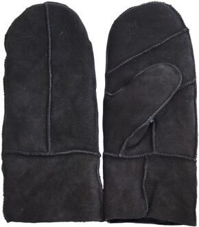 Dames Zwarte Echte Echte Schapenvacht Suède Wanten Warme Handschoenen - maat