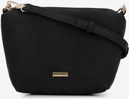 Dames zwarte eco-leer en bontkoffer