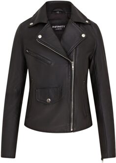 Dames zwarte klassieke Brando biker leren jas - Soweto - EU 40 / UK 12