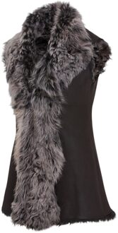 Dames Zwarte Toscaanse Shearling Nappa Leren Schapenvacht Gilet - Parkes - EU 36 / UK 8