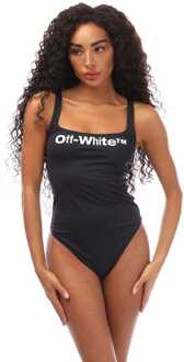 Damesbadpak Off White Bounce Helvetica in zwart-wit Zwart/wit