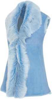 Damesblauw Toscaanse schapenvacht lang gilet-Sorocaba - EU 48 / UK 20