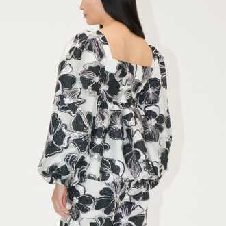 Damesblouse Stine Goya met vierkante hals en lange mouwen in Floral Bloemenprint