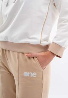 damescapuchon met borduursel en geribde trainingsjurk met boorden aan de zijkant Steen - L