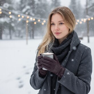 Dameshandschoenen met paarse Italiaanse leren voering en zachte wollen wintersteeklijnontwerp - maat