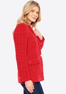 Damesjas in Rode Polyester Bouclé Stof Rood