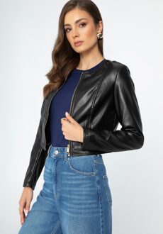 Damesjas met perforaties in zwart imitatieleer - 2XL