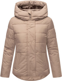 damesjas met teddyvoering & capuchon – model Elira - maat 3XL Taupe