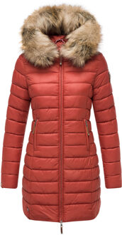 damesjas Rose met gewatteerd design & afneembare imitatiebontkraag Beige - S