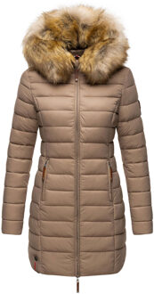 damesjas Rose met gewatteerd design & afneembare imitatiebontkraag - maat 5XL Beige