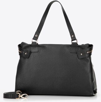 Dameskoffer van natuurlijk erwtenleer, zwart