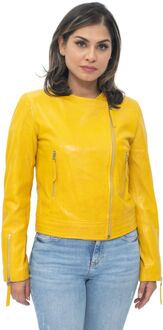 Dameskraagloos bikerjack-Padova - maat EU 36 / UK 8 Geel