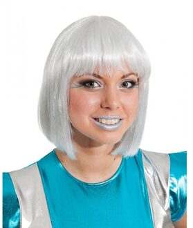 Damespruik met zilvergrijs haar - Disco/Eighties/Nineties thema