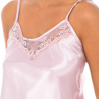 Damespyjama 2200 met jarretels en ronde hals Lichtroze