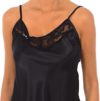 Damespyjama 2200 met jarretels en ronde hals Zwart