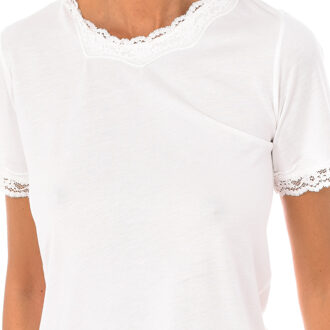 Damespyjama met korte mouwen en ronde hals 1202 Wit