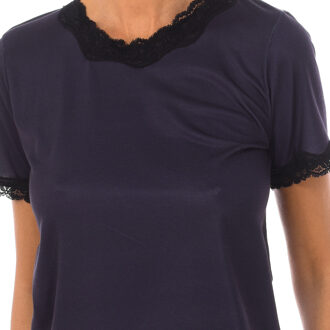 Damespyjama met korte mouwen en ronde hals 1202 Zwart