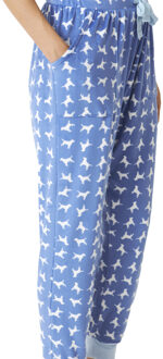 Damespyjama met lange mouwen en V-hals JJBDP0801 Blauw - S