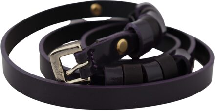 Damesriem in zwart leder Dunne Goudmetalen Gesp Chroom - 34 (Taille)