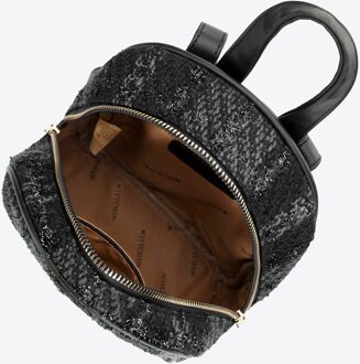 Damesrugzak in Bouclé-stof, Zwart, Polyester