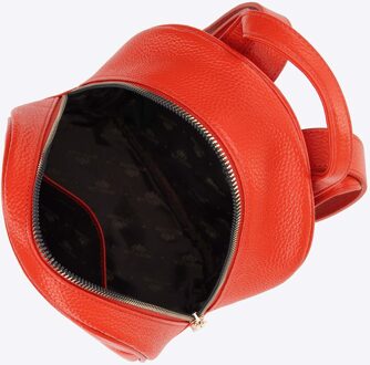 Damesrugzak in oranje reliëfleer, oranje natuurlijk leer - maat