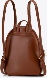 Damesrugzak met vlechtwerk, bruin en beige, eco-leer - maat