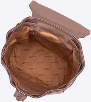 Damesrugzak van eco-leer met stoffen inzetstuk, beige - maat