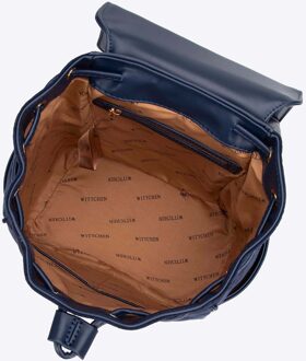 Damesrugzak van eco-leer met stoffen inzetstuk, marineblauw Donkerblauw