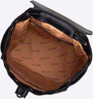 Damesrugzak van eco-leer met stoffen inzetstuk, zwart - One Size