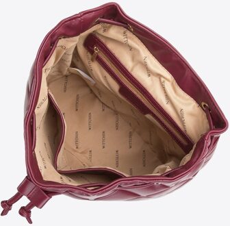 Damesrugzak van geometrisch gewatteerd ecoleer, kersenrood - One Size