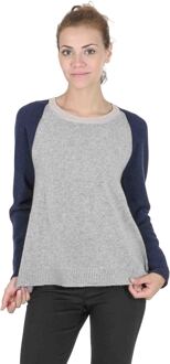 Damessweater Met Ronde Hals Coe 0016 CrãˆMe/Blauw Veelkleurig