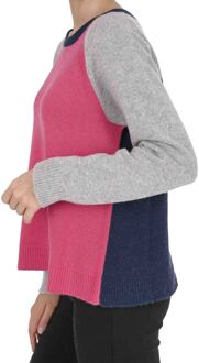 Damessweater Met Ronde Hals Coe 0016 Fuschia/Cream Veelkleurig