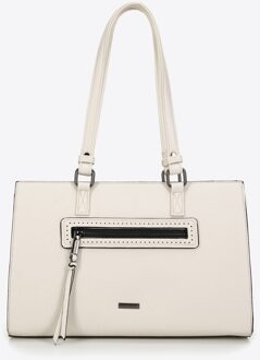 Damestas met decoratieve afwerking, crème, eco-leer - maat