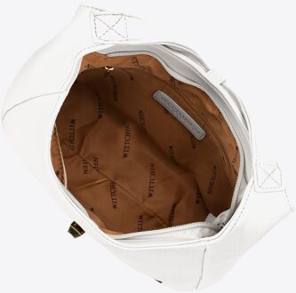 Damestas met decoratieve gesp op de band, wit ecoleer