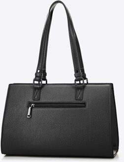 Damestas met sierstiksels, zwart ecoleer