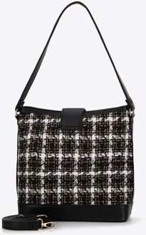 Damestas van boucléstof, zwart-wit Zwart/wit - One Size