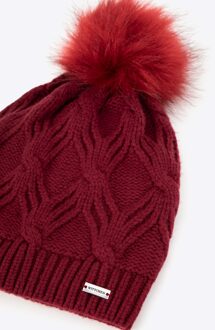 Dameswintermuts met pompon, bordeaux