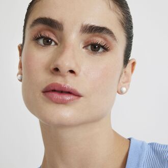 Damwa 925 Sterling Zilver en Witte Parel Gerhodineerd Oorbellen