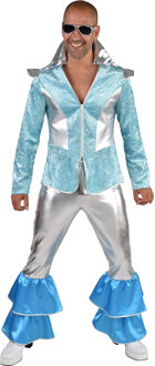 Dancing King Kostuum Lichtblauw/Zilver Premium Multikleur - Print