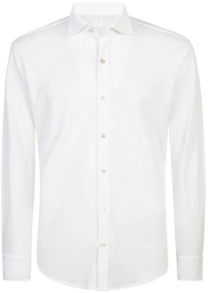 Dandy Kraag Jersey Shirt Eleventy , White , Heren - 2Xl,Xl,L,M,S,3Xl,4Xl