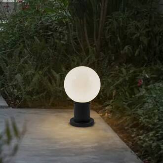 Dangan sokkellamp, wit, hoogte 32 cm, glas, metaal wit, zwart