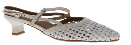 Dania vlecht open hiel | maat: | | dames | leer Ecru - 39