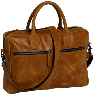 Daniel Ray Gisborne Laptopbag cognac schoudertas heren - H 32 x B 43 x D 11 cm